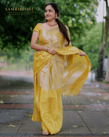Dark Gold Tissue Saree with Metallic Sheen