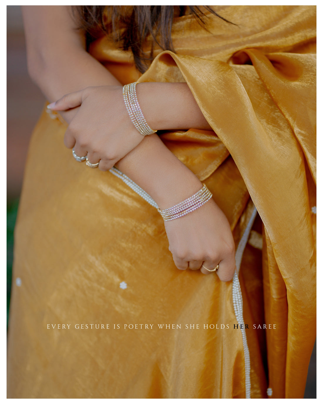 Marigold Elegance Saree with Pearl Embellishments (STITCHED BLOUSE)