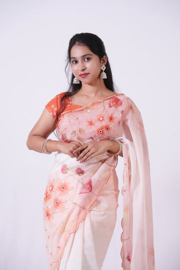 Peach Bloom Saree