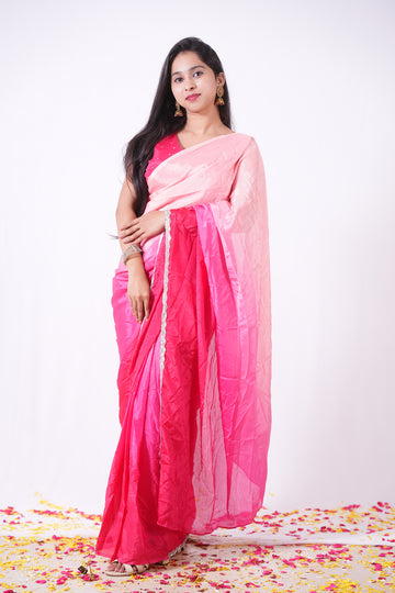 Ready-to-Wear Pink Ombre Saree (STITCHED Blouse)
