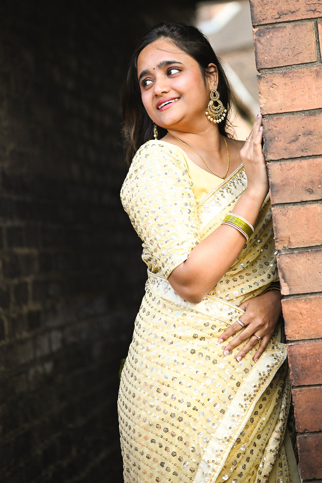 Sparkling Yellow Designer Saree