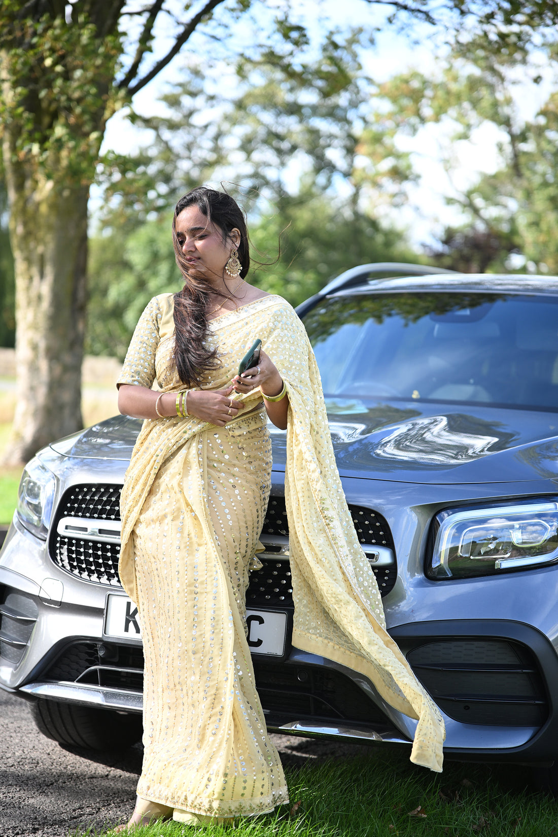 Golden Sequin💎 Georgette Saree with Matching Blouse ✨