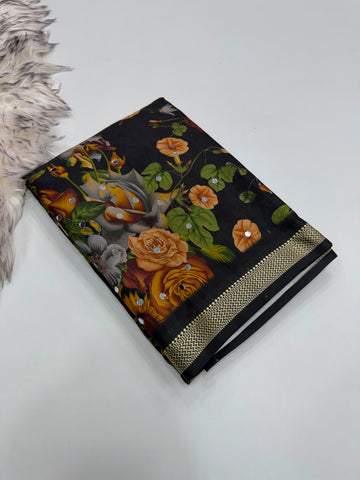 SOFT MALAI SILK SAREE WITH DESIGNER PRINT