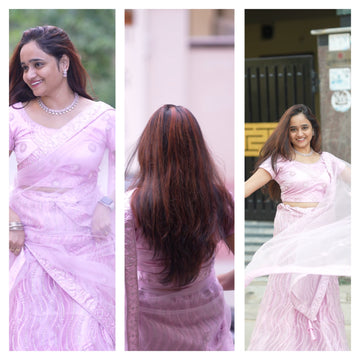 Blush Pink Net Embroidered Lehenga with Sequins Detailing💕
