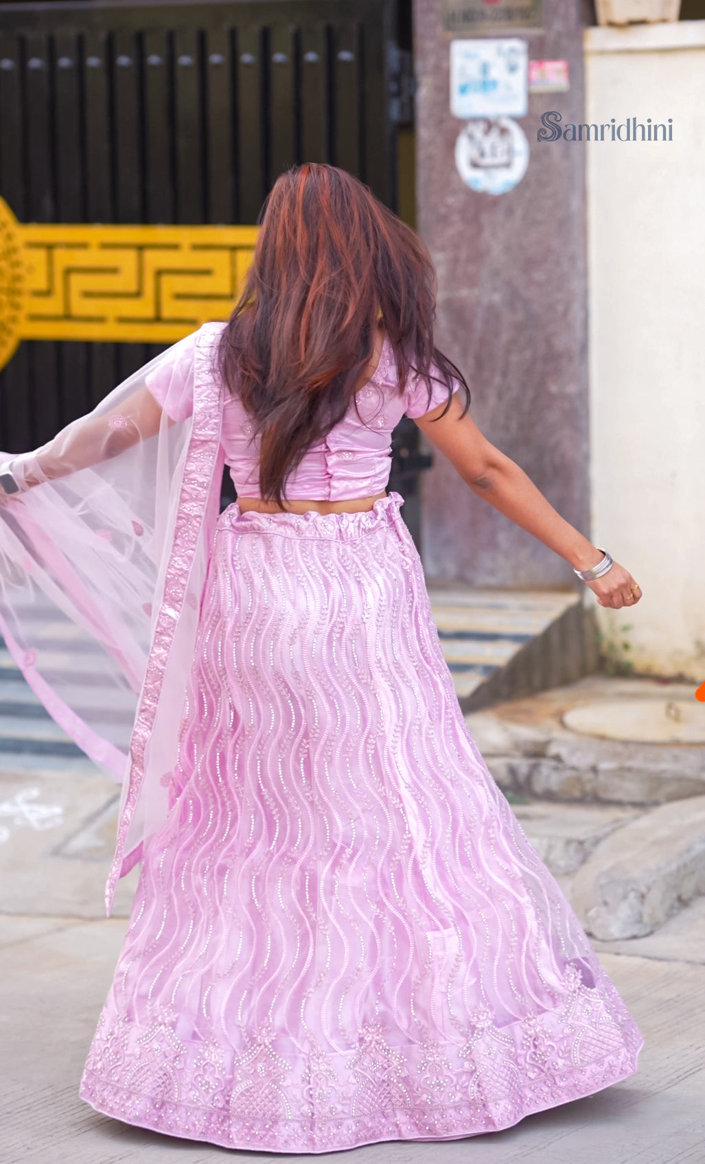 Blush Pink Net Embroidered Lehenga with Sequins Detailing💕