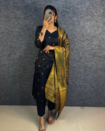 Banarasi Silk Kurti Pant Set with Designer Dupatta