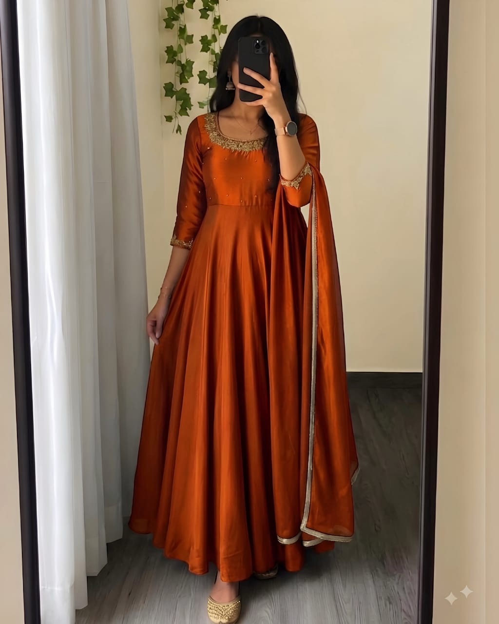 Rangoli Silk Handwork Anarkali Gown Set