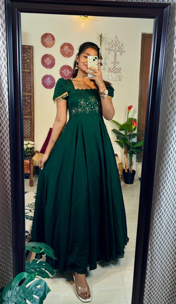 Vichitra Blooming Handwork Floor Length Gown
