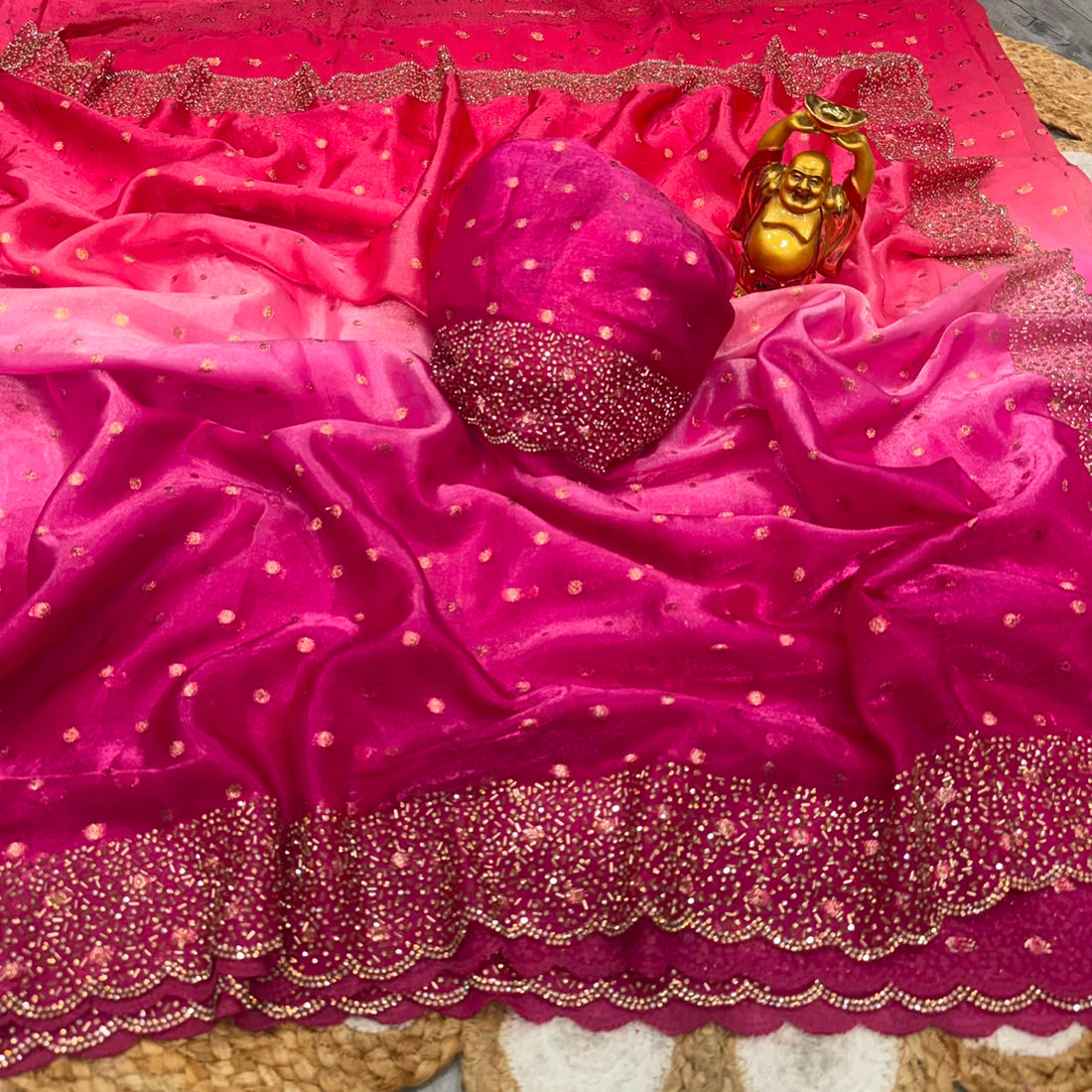 SAPACE SILK SAREE WITH JARKHAN WORK