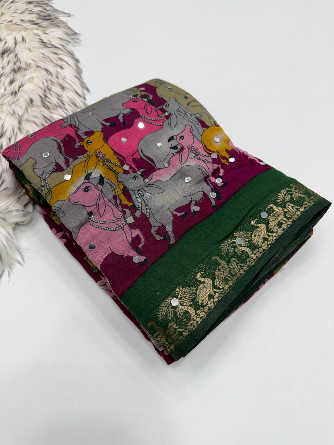 Mangalkari &nbsp;Viscous silk saree with designer print