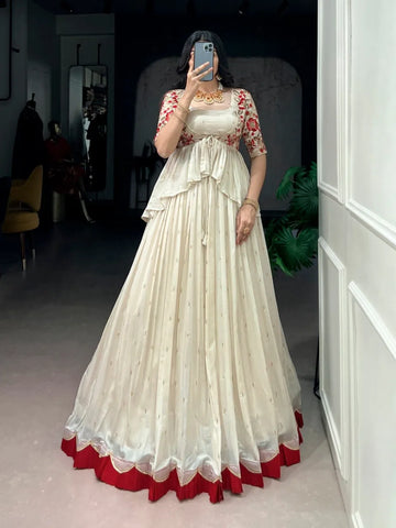 🤍 Premium Chocolate Silk Peplum Lehenga Set 🤍