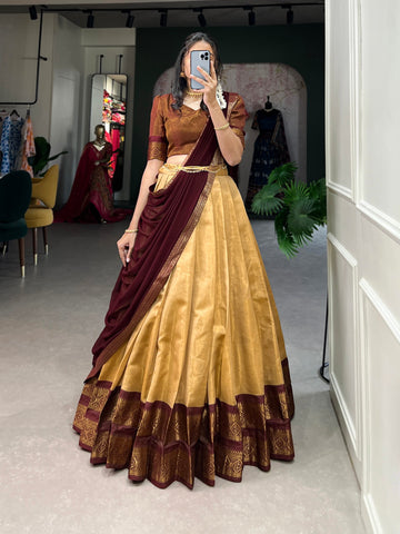 remium South Style Kanchipuram Silk Lehenga Choli