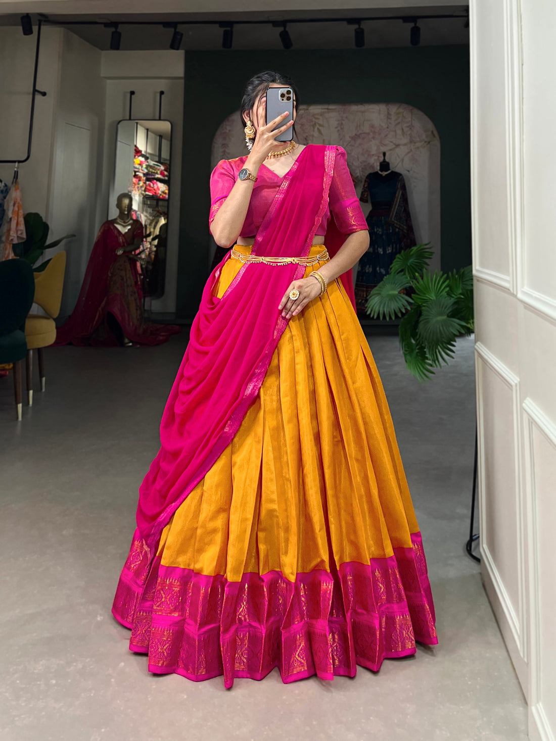 remium South Style Kanchipuram Silk Lehenga Choli