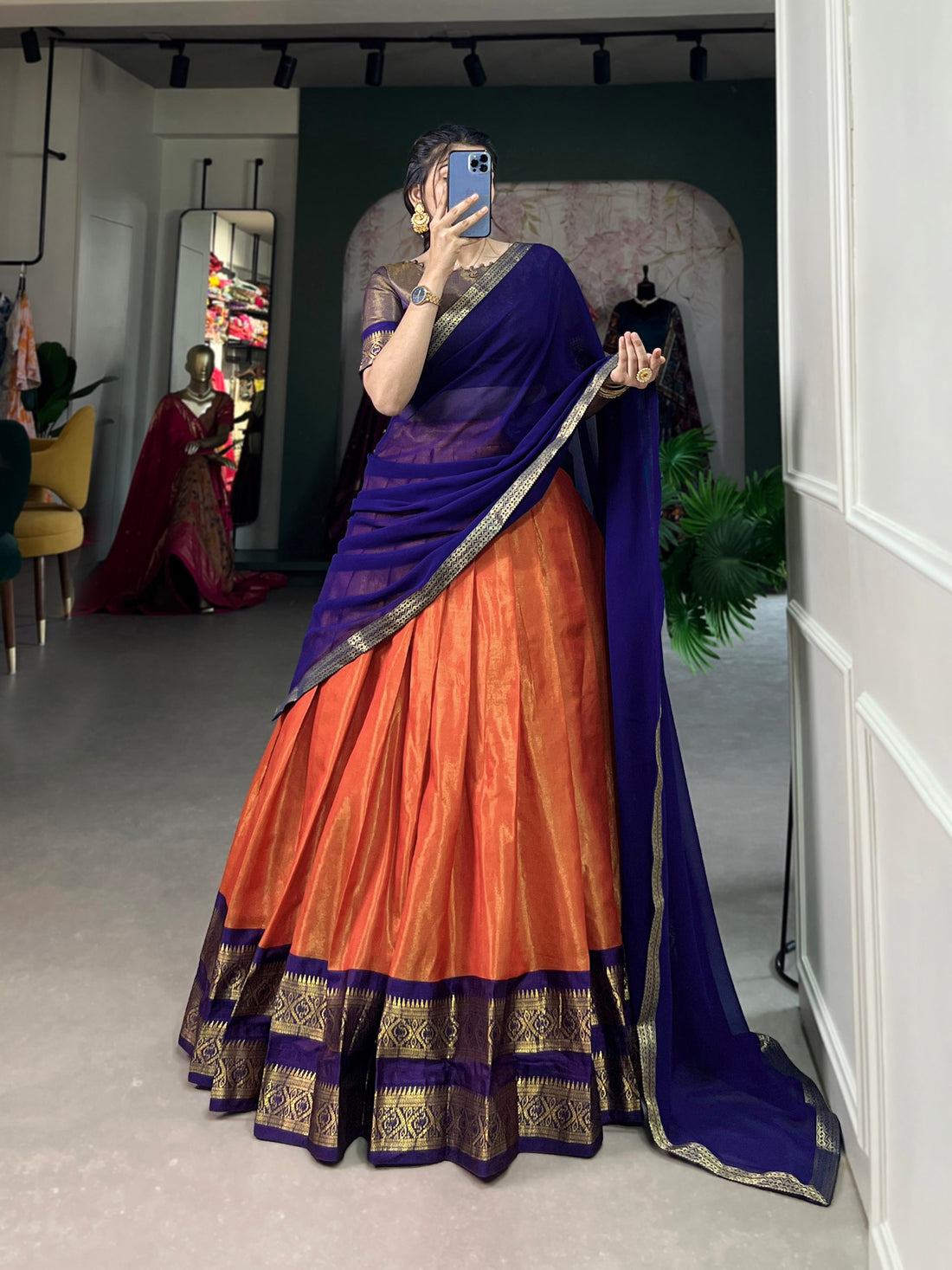 remium South Style Kanchipuram Silk Lehenga Choli