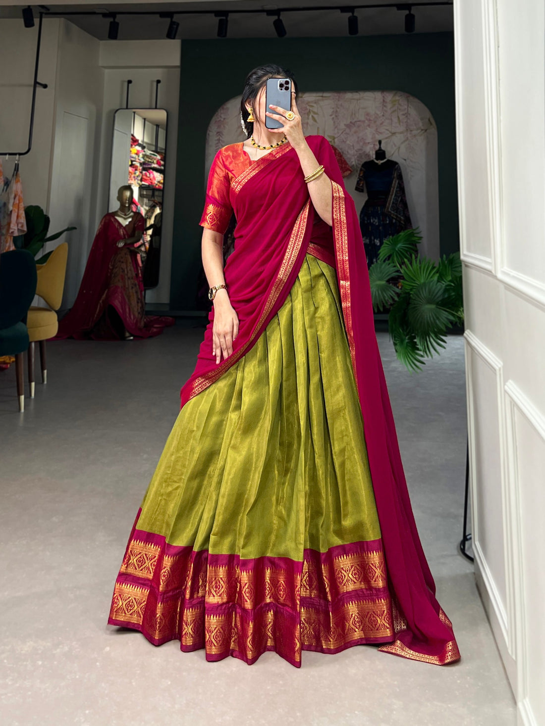 remium South Style Kanchipuram Silk Lehenga Choli