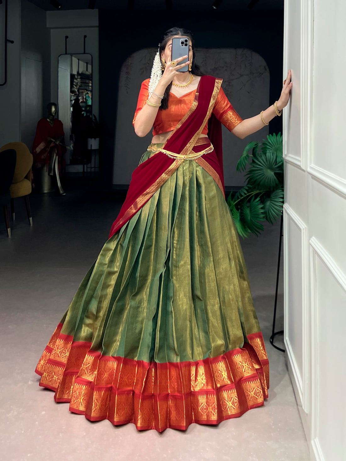 remium South Style Kanchipuram Silk Lehenga Choli