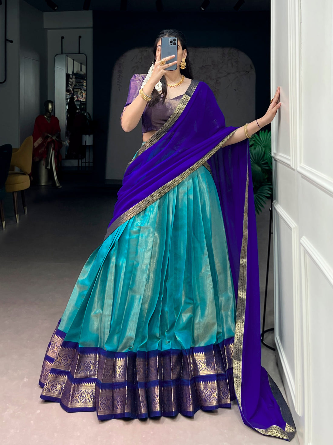 remium South Style Kanchipuram Silk Lehenga Choli