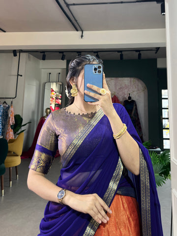 remium South Style Kanchipuram Silk Lehenga Choli