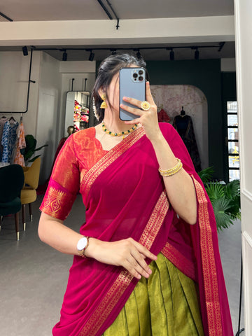 remium South Style Kanchipuram Silk Lehenga Choli